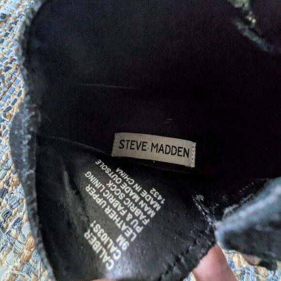 Steve Madden Caliber Black Zip-Up Wedge Sneakers Women’s 9M Perforated Suede Pla - Picture 4 of 9